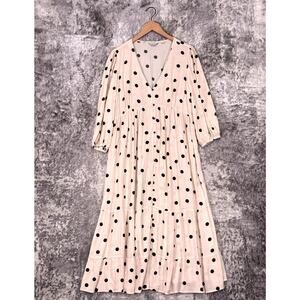 Seraphine Maternity Dress 8 Womens Ivory Polka Dot Button Down Midi Nursing